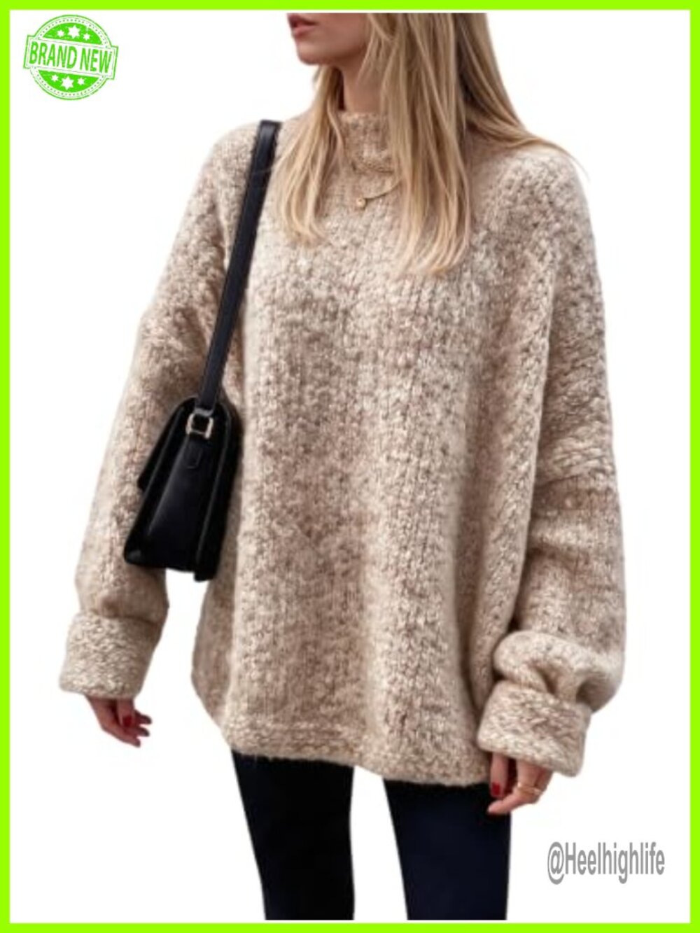Oversized Fuzzy Chunky Knit Tunic Sweater Long Sleeve Pullover Crew Neck